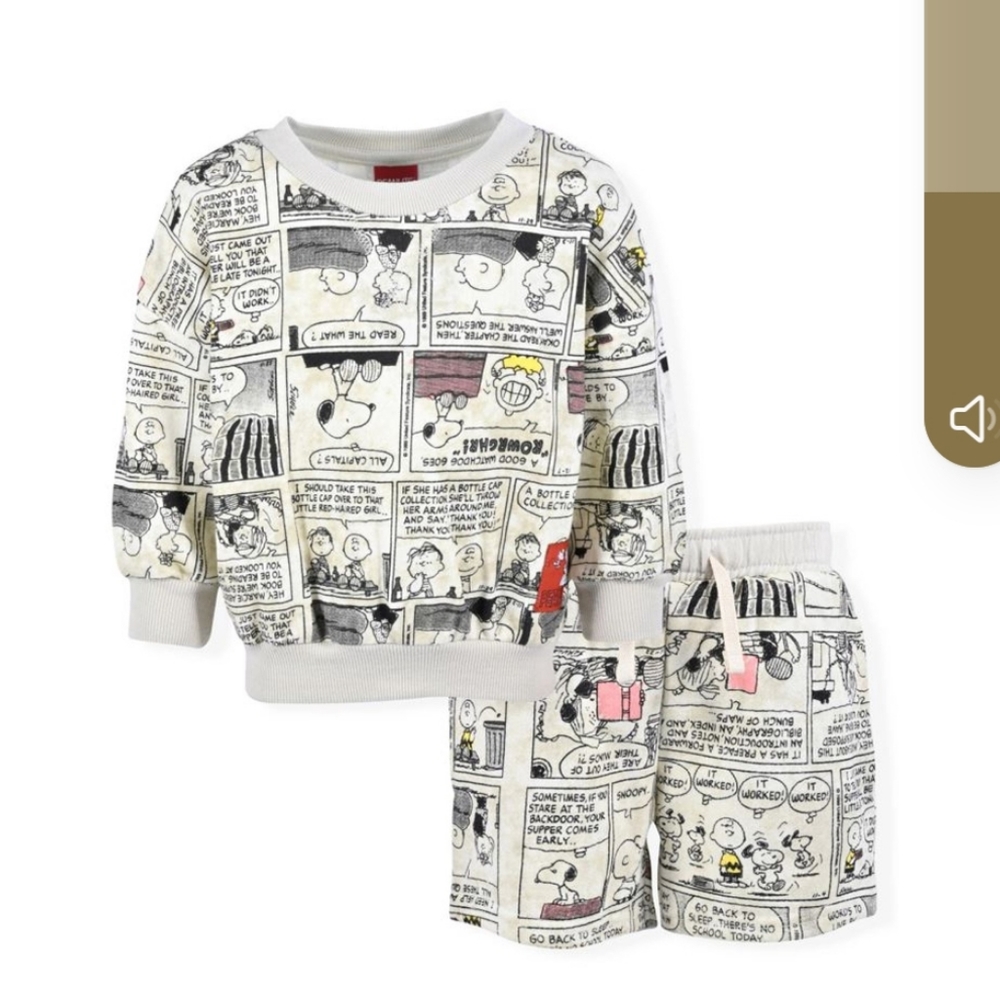 Peanuts Toddler Boy French Terry Sweatshirt and Short outfit